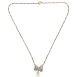 Platinum Edwardian Bow Necklace with 1ct Genuine Natural Diamond (#J5500)