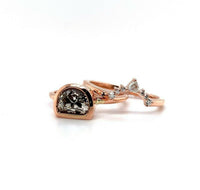 14k Rose Gold 1.11ct Half Moon Genuine Natural Diamond Wedding Set (#J5515)