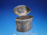 Dutch Silver Tea Caddy with Figural Scenes and Finial Top Lid Vintage (#4485)