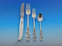Tele by Mylius Brodrene Silver Flatware Set Service 40 pcs Norwegian Pierced