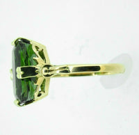 14k Yellow Gold 4.19ct Oval Green Genuine Natural Tourmaline Ring (#J5119)