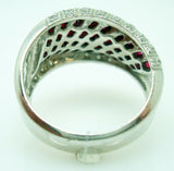 18K Gold Ring Band w/ 1.38ct Total Genuine Rubies & .17ct Total Diamonds #J2820