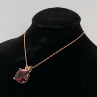 14k Rose Gold 3.83 Carat Cushion Genuine Natural Garnet Pendant (#J5578)