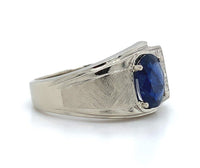 14k White Gold 1.53ct Genuine Natural Sapphire Men's Ring Jewelry (#J5833)