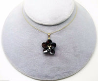 14K Gold Genuine Natural Brazilian Garnet Flower Pendant with Diamonds (#J3130)