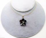 14K Gold Genuine Natural Brazilian Garnet Flower Pendant with Diamonds (#J3130)