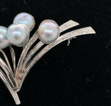 Vintage Sterling Blue Akoya Cultured Pearl Pin (#J5410)
