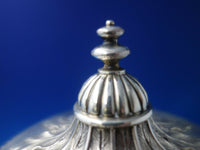 French 800 Silver Caviar Bowl w/ Lid Flower & Leaf Design c1870 (#6130)