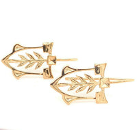 14k Yellow Gold Arts and Crafts Style Leaf Earrings (#J4875)