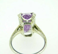 Deco 18K White Gold Genuine Natural Amethyst Cameo Ring (#J2656)