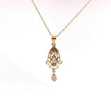 10k Yellow Gold Diamond and Pearl Lavaliere Pendant (#J4819)