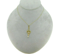 10k Yellow Gold Lavaliere Pendant .15ct Diamond and Pearls (#J4820)