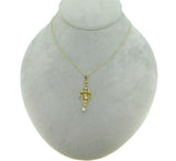 10k Yellow Gold Lavaliere Pendant .15ct Diamond and Pearls (#J4820)
