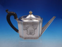 Georgian Henry Chawner English Sterling Silver Tea Pot Teak Handle (#4087)