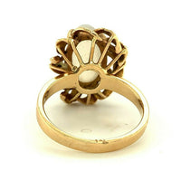 14k Yellow Gold Large White Flash Genuine Natural Moonstone Ring (#J5306)