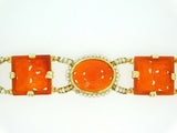 14k Yellow Gold Chinese Export Carved Carnelian Bracelet (#J5061)