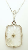 14k Gold Genuine Natural Rock Crystal Filigree Pendant with Tulip (#C2525)