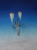 Mexican Sterling Silver Candle Holder 2-light 5 7/8" x 8" Modern Beaded (#6497)