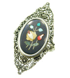 Sterling Pietra Dura Filigree Flower Ring Jewelry (#J4247)
