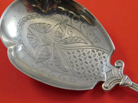 English Sterling Silver by Frederick Elking Berry Spoon Peacock Handle 8 5/8"