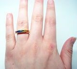 18k Gold 1.47ct TW Genuine Natural Rainbow Sapphire Channel Ring Band (#J235)