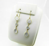 18k Yellow Gold 10ct Genuine Natural Moonstone Dangle Drop Earrings (#J4566)