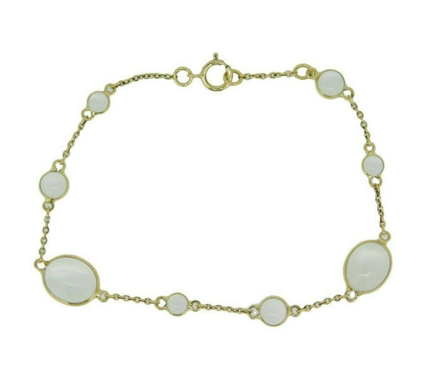 18k Yellow Gold 6.5ct Genuine Natural Moonstone Bracelet (#J4560)