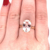 5.21ct Yellow Gold Oval Genuine Natural Morganite Solitaire Ring (#J5791)