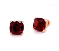 14k Rose Gold 5.20 Carat Cushion Genuine Natural Garnet Earrings (#J5623)