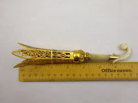 Gilt Bronze Tussie Mussie Posey Posy Holder with Petal Pierced Cup (#J1279)