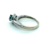 14k White Gold 1.03 Carat Teal Genuine Natural Sapphire Diamond Ring (#J5220)