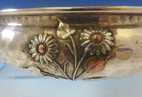 Mixed Metals by Whiting Sterling Silver Aesthetic Bowl Copper Flowers #916 #1096