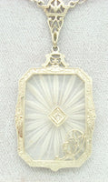 14k Gold Genuine Natural Rock Crystal Filigree Pendant with Tulip (#C2525)