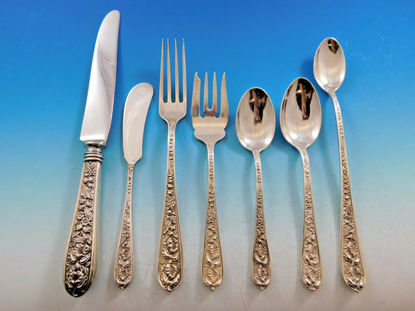 Corsage by Kirk Stieff Sterling Silver Flatware Set for 8 Service 60 pieces