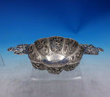 German Sterling Silver Bowl Eight Repoussed Flower Panels Flower Handles (#3944)