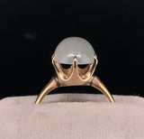 Victorian Large Oval Genuine Natural Moonstone 10K Yellow Gold Ring (#J6004)