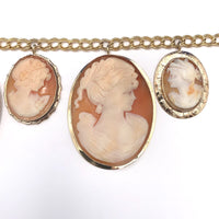 9k and 10k and 14k Yellow Gold Five Genuine Natural Shell Cameos Necklace #J6175