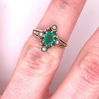 10k Yellow Gold Victorian .48ct Emerald Ring (#J5165)