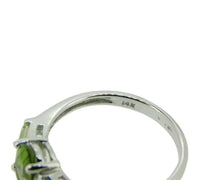 14k White Gold 1.20ct Oval Genuine Natural Peridot Ring w/Side Peridots (#J2362)