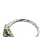 14k White Gold 1.20ct Oval Genuine Natural Peridot Ring w/Side Peridots (#J2362)