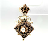 Victorian 10k Enamel and Pearl Earrings (#J5527)