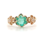 14k Gold Victorian .80ct Genuine Natural Emerald and Diamond Ring (#J5787)