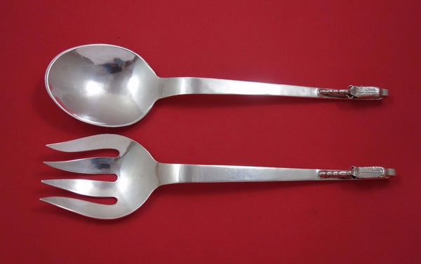 Blossom by Unknown Mexican Sterling Silver Salad Serving Set 2pc 8.6 ozt 10 1/4"