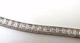 Art Deco Platinum Genuine Natural Diamond Bracelet with Emeralds (#J3489)