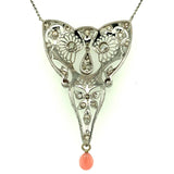Large Platinum Diamond Necklace with Conch Pearl (#J4784)