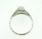 Art Deco 18k White Gold Genuine Natural Diamond Filigree Ring .36ct (#J865)