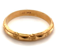 14k Yellow Gold Men's Wedding Band with Flowers Size 11.5 Jewelry (#J5875)