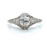Art Deco Platinum .70ct Genuine Natural Diamond Ring Jewelry (#J5956)