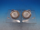 English Sterling Silver Pate Butter Set Shell Dishes 4-pc set in Box (#7429)