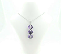 14k Gold Pendant with Three Oval Checkerboard Genuine Natural Amethysts (#J612)